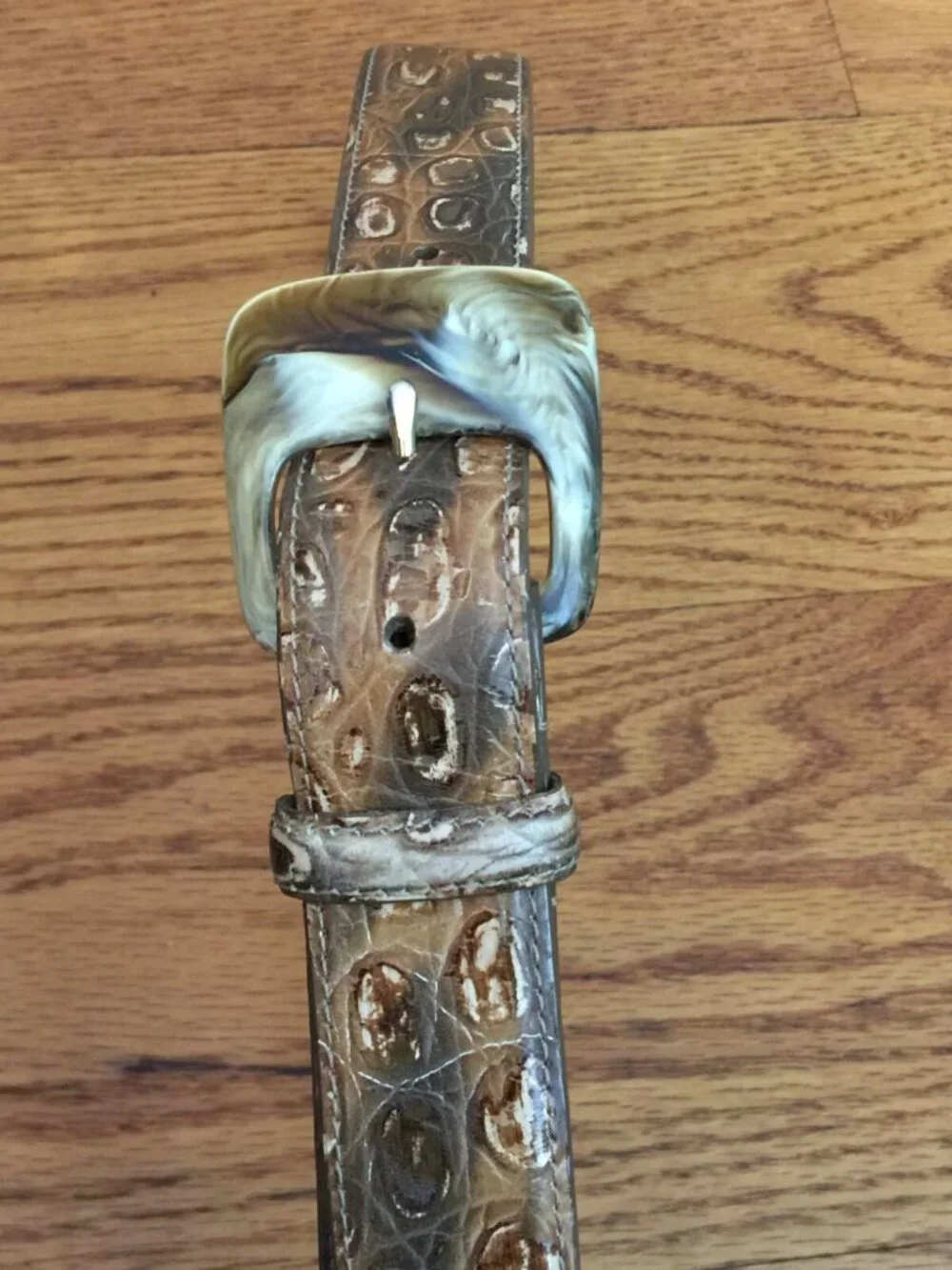 VINTAGE WCM NEW YORK ITALIAN CALFSKIN BROWN LEATHER BELT WOMENS S MADE IN USA
